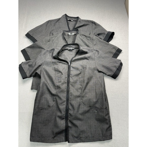 Cintas Pants - Lot of 3 Cintas Women's Small Gray Zip Front Scrub Jackets Medical Uniform Tops